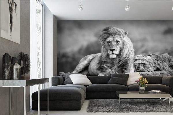 „Tiermotiv-Fototapete MS-5-0565 als Blickfang im Wohnzimmer – lebendige Farben und räumliche Tiefe“