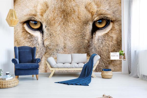 „Tiermotiv-Fototapete MS-5-0586 als Blickfang im Wohnzimmer – lebendige Farben und räumliche Tiefe“