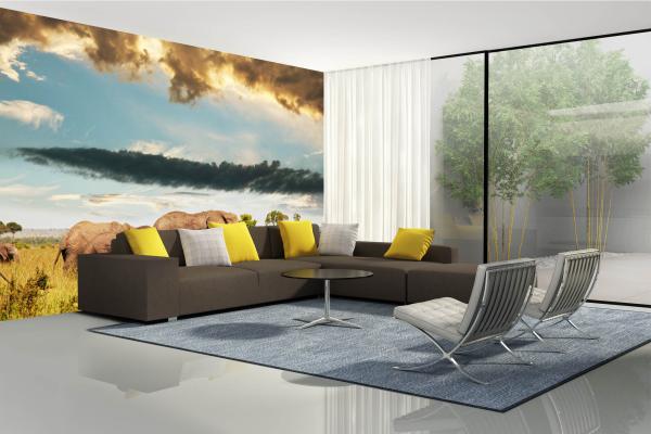 „Tiermotiv-Fototapete MS-5-0620 als Blickfang im Wohnzimmer – lebendige Farben und räumliche Tiefe“