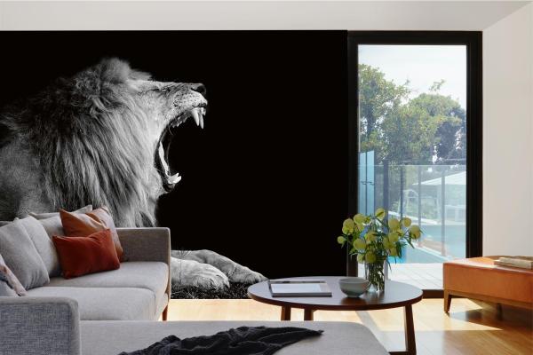 „Tiermotiv-Fototapete MS-5-0627 als Blickfang im Wohnzimmer – lebendige Farben und räumliche Tiefe“