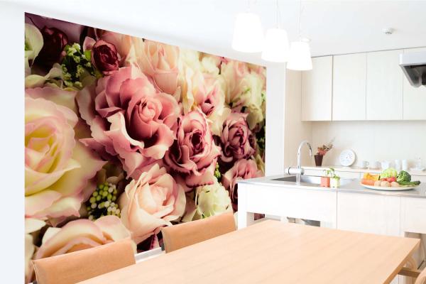 Fototapete MS-5-1286 mit Blumenmotiv – stimmungsvolle Raumansicht im Querformat, dekorativ verlegt auf großer Wandfläche.