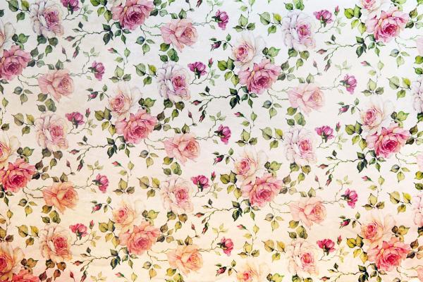 Vlies-Fototapete MS-5-1287 – Draufsicht auf florales Dessin mit warmen Farbtönen, Format 375 × 250 cm, brillante Druckqualität.