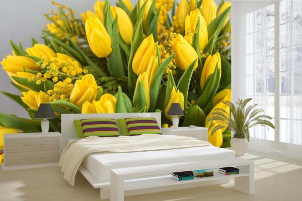 Fototapete MS-5-1369 mit Blumenmotiv – stimmungsvolle Raumansicht im Querformat, dekorativ verlegt auf großer Wandfläche.