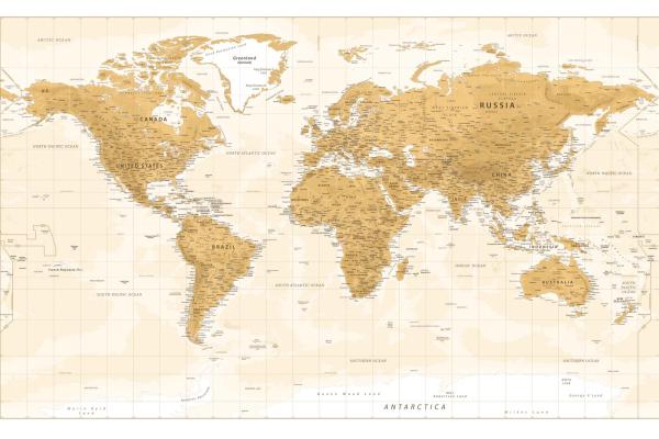 „Fototapete MS-5-1521 mit Weltkarten-Motiv – Draufsicht auf farbenreiche Kartengrafik in XXL“