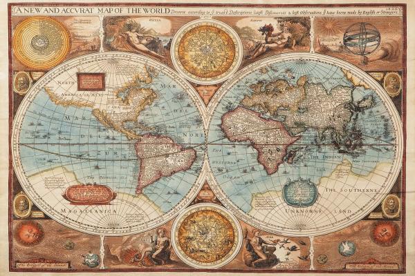 „Fototapete MS-5-1533 mit Weltkarten-Motiv – Draufsicht auf farbenreiche Kartengrafik in XXL“