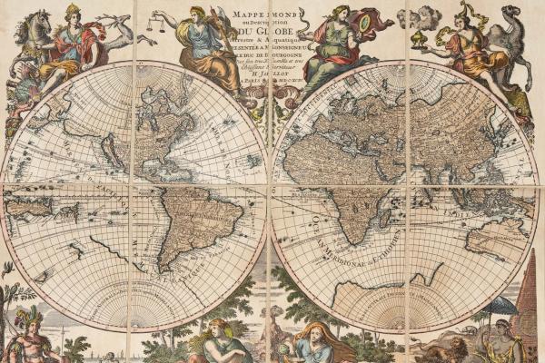 „Fototapete MS-5-1538 mit Weltkarten-Motiv – Draufsicht auf farbenreiche Kartengrafik in XXL“