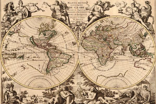 „Fototapete MS-5-1563 mit Weltkarten-Motiv – Draufsicht auf farbenreiche Kartengrafik in XXL“