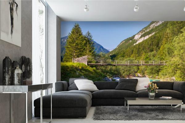 Berge-Fototapete MS-5-1609 in modernem Wohnraum – imposante Landschaft, räumliche Tiefe, stilvolle Wandgestaltung mit Naturakzen