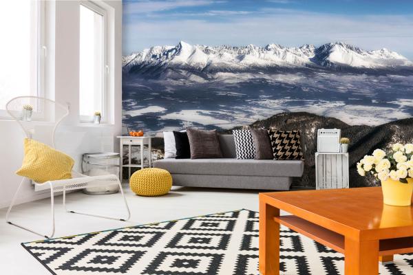 Berge-Fototapete MS-5-1627 in modernem Wohnraum – imposante Landschaft, räumliche Tiefe, stilvolle Wandgestaltung mit Naturakzen
