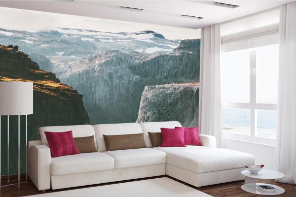 Berge-Fototapete MS-5-1650 in modernem Wohnraum – imposante Landschaft, räumliche Tiefe, stilvolle Wandgestaltung mit Naturakzen
