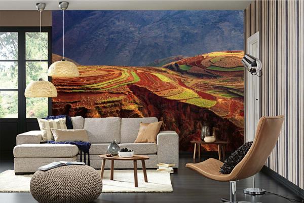 Berge-Fototapete MS-5-1651 in modernem Wohnraum – imposante Landschaft, räumliche Tiefe, stilvolle Wandgestaltung mit Naturakzen