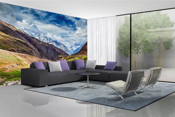 Berge-Fototapete MS-5-1667 in modernem Wohnraum – imposante Landschaft, räumliche Tiefe, stilvolle Wandgestaltung mit Naturakzen