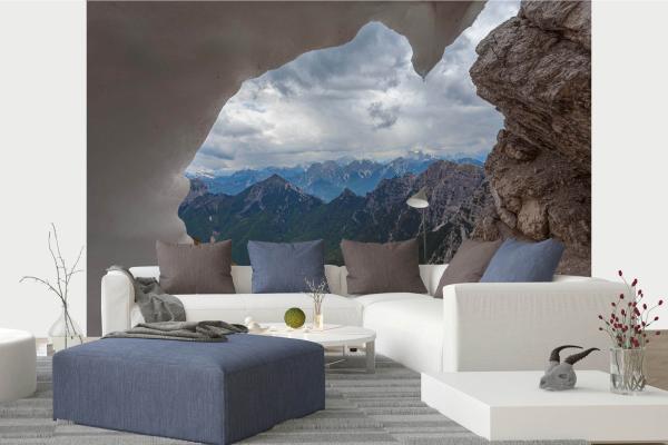Berge-Fototapete MS-5-1696 in modernem Wohnraum – imposante Landschaft, räumliche Tiefe, stilvolle Wandgestaltung mit Naturakzen