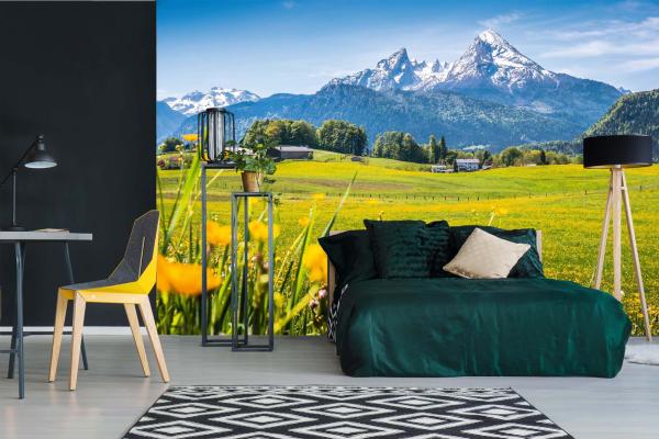 Berge-Fototapete MS-5-1712 in modernem Wohnraum – imposante Landschaft, räumliche Tiefe, stilvolle Wandgestaltung mit Naturakzen