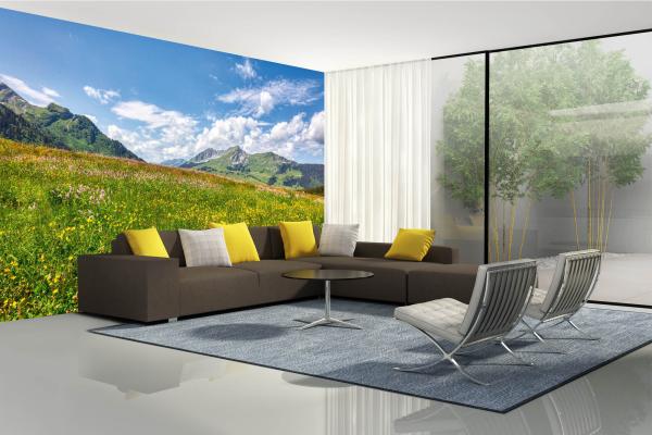 Berge-Fototapete MS-5-1735 in modernem Wohnraum – imposante Landschaft, räumliche Tiefe, stilvolle Wandgestaltung mit Naturakzen