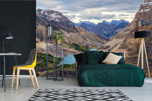 Berge-Fototapete MS-5-1804 in modernem Wohnraum – imposante Landschaft, räumliche Tiefe, stilvolle Wandgestaltung mit Naturakzen