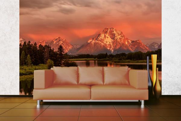 Berge-Fototapete MS-5-1806 in modernem Wohnraum – imposante Landschaft, räumliche Tiefe, stilvolle Wandgestaltung mit Naturakzen