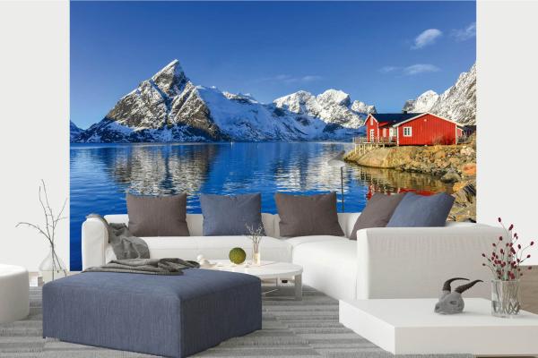 Berge-Fototapete MS-5-1813 in modernem Wohnraum – imposante Landschaft, räumliche Tiefe, stilvolle Wandgestaltung mit Naturakzen