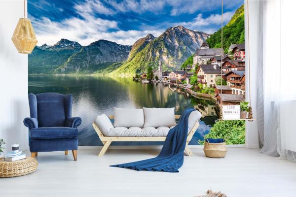 Berge-Fototapete MS-5-1821 in modernem Wohnraum – imposante Landschaft, räumliche Tiefe, stilvolle Wandgestaltung mit Naturakzen