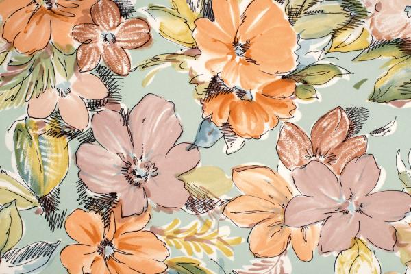 Vlies-Fototapete MS-5-1998 – Draufsicht auf florales Dessin mit warmen Farbtönen, Format 375 × 250 cm, brillante Druckqualität.