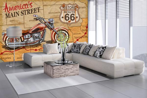 MS-5-2145 als Wandtapete in modernem Interieur; Retro-Design mit räumlicher Tiefe und Vintage-Charme