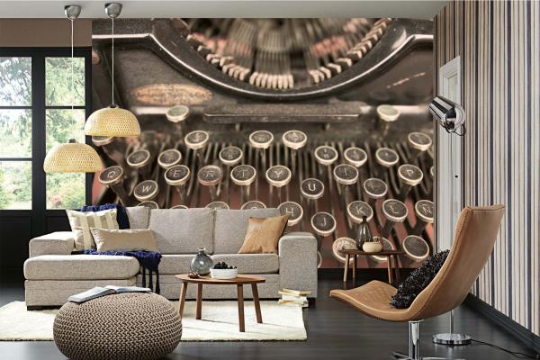MS-5-2159 als Wandtapete in modernem Interieur; Retro-Design mit räumlicher Tiefe und Vintage-Charme