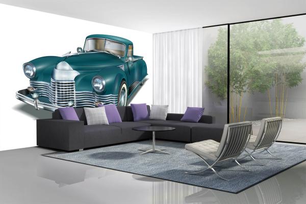 MS-5-2168 als Wandtapete in modernem Interieur; Retro-Design mit räumlicher Tiefe und Vintage-Charme
