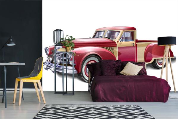 MS-5-2188 als Wandtapete in modernem Interieur; Retro-Design mit räumlicher Tiefe und Vintage-Charme
