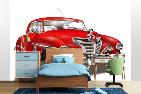 MS-5-2200 als Wandtapete in modernem Interieur; Retro-Design mit räumlicher Tiefe und Vintage-Charme
