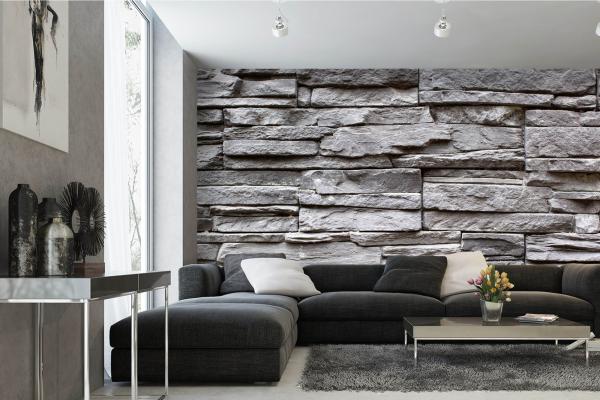 Wohnraum mit Vlies-Fototapete MS-5-2390 – rustikale Holzoptik als stilvolle Wandgestaltung