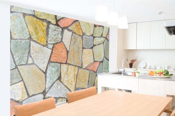 Wohnraum mit Vlies-Fototapete MS-5-2397 – rustikale Holzoptik als stilvolle Wandgestaltung