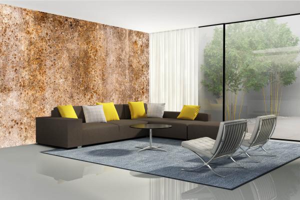 Wohnraum mit Vlies-Fototapete MS-5-2638 – rustikale Holzoptik als stilvolle Wandgestaltung