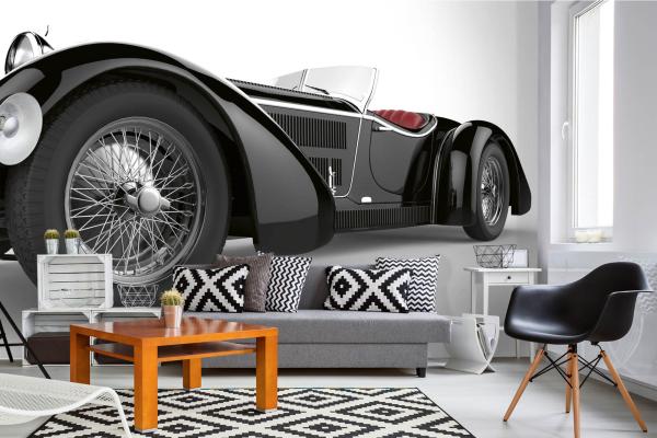 MS-5-2727 als Wandtapete in modernem Interieur; Retro-Design mit räumlicher Tiefe und Vintage-Charme