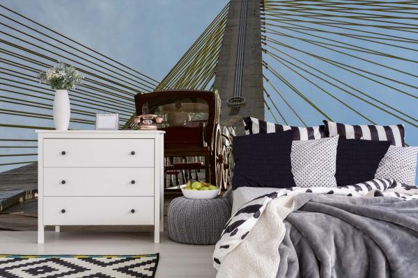 MS-5-2737 als Wandtapete in modernem Interieur; Retro-Design mit räumlicher Tiefe und Vintage-Charme