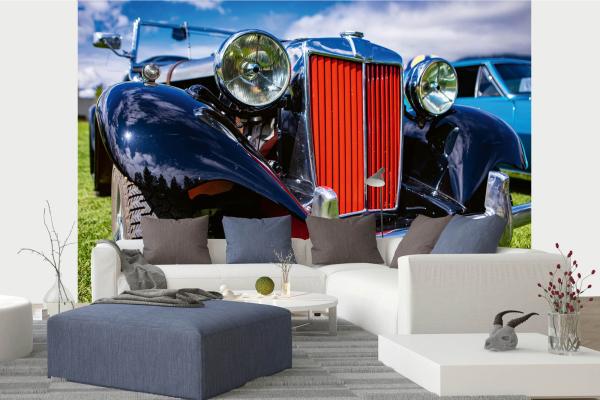 MS-5-2756 als Wandtapete in modernem Interieur; Retro-Design mit räumlicher Tiefe und Vintage-Charme