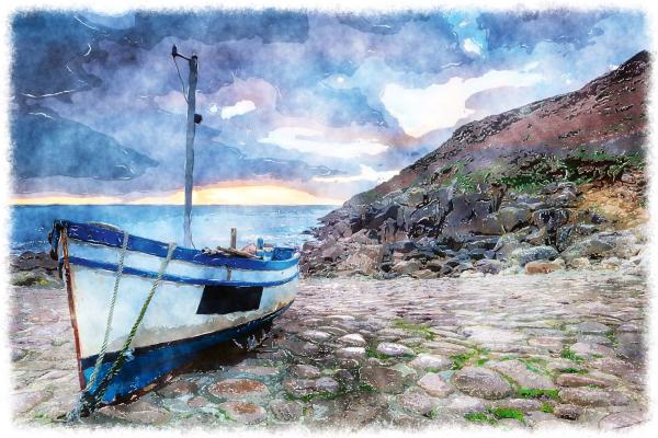 Fototapete MS-5-2778 „Boote & Schiffe“ als flache Draufsicht; maritimes Motiv mit Masten und Sonnenuntergang in warmen Farben