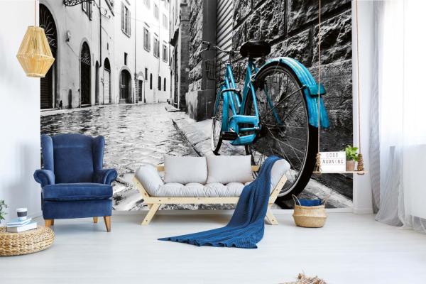 MS-5-2795 als Wandtapete in modernem Interieur; Retro-Design mit räumlicher Tiefe und Vintage-Charme