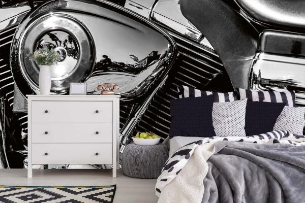 MS-5-2797 als Wandtapete in modernem Interieur; Retro-Design mit räumlicher Tiefe und Vintage-Charme