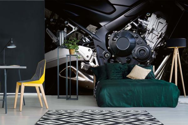MS-5-2799 als Wandtapete in modernem Interieur; Retro-Design mit räumlicher Tiefe und Vintage-Charme