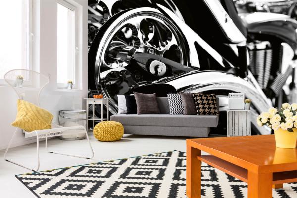 MS-5-2800 als Wandtapete in modernem Interieur; Retro-Design mit räumlicher Tiefe und Vintage-Charme