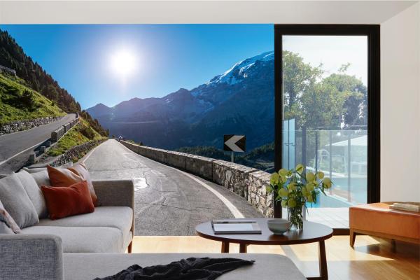 Berge-Fototapete MS-5-2869 in modernem Wohnraum – imposante Landschaft, räumliche Tiefe, stilvolle Wandgestaltung mit Naturakzen