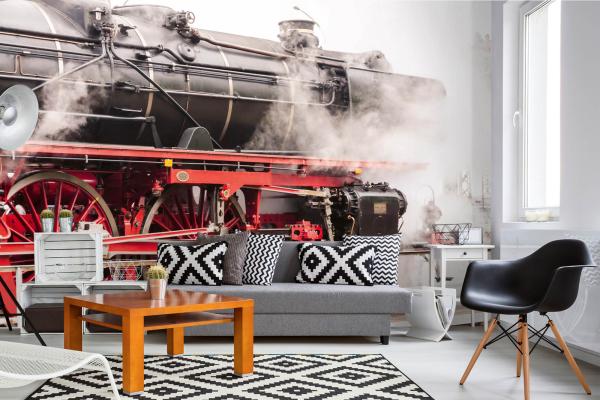 MS-5-2901 als Wandtapete in modernem Interieur; Retro-Design mit räumlicher Tiefe und Vintage-Charme