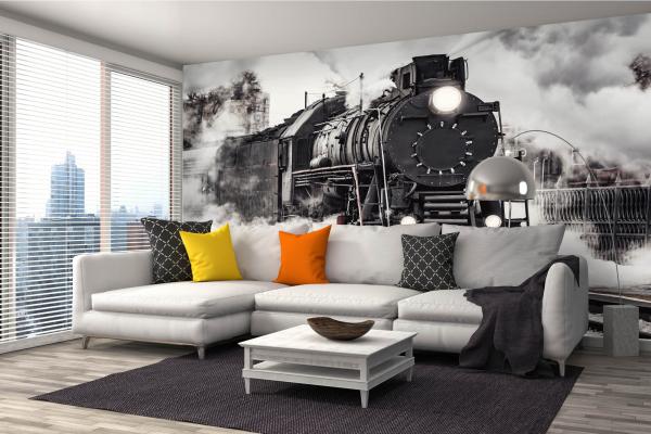 MS-5-2902 als Wandtapete in modernem Interieur; Retro-Design mit räumlicher Tiefe und Vintage-Charme