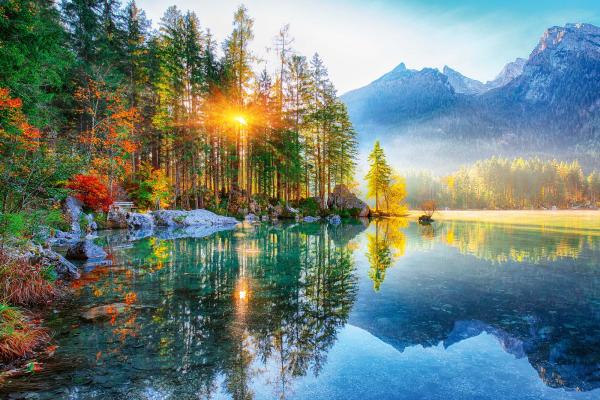 Vlies-Fototapete MS-5-3059 mit alpinem Bergmotiv – Format 375 × 250 cm, brillante Farben, klare Linien, Naturpanorama in XX