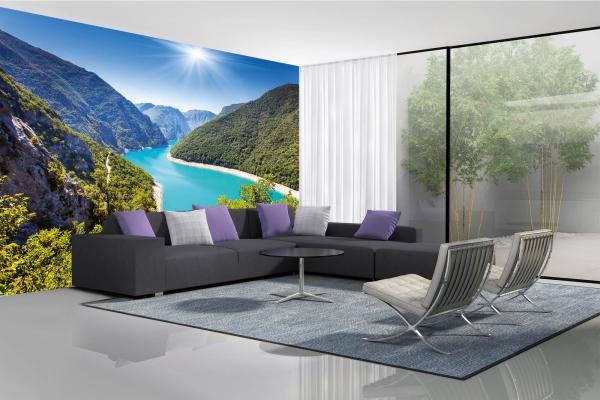 Berge-Fototapete MS-5-3068 in modernem Wohnraum – imposante Landschaft, räumliche Tiefe, stilvolle Wandgestaltung mit Naturakzen