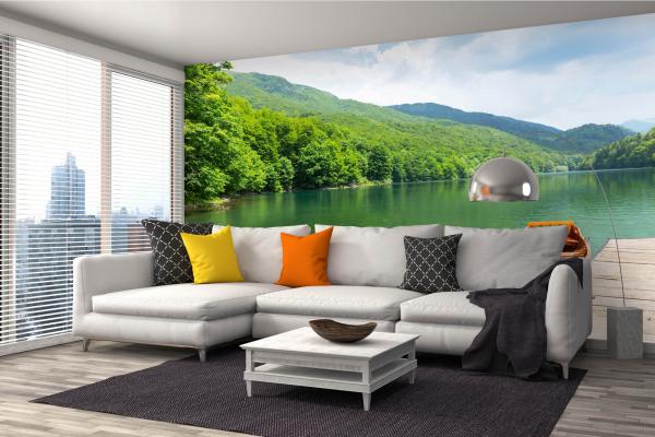 Berge-Fototapete MS-5-3075 in modernem Wohnraum – imposante Landschaft, räumliche Tiefe, stilvolle Wandgestaltung mit Naturakzen