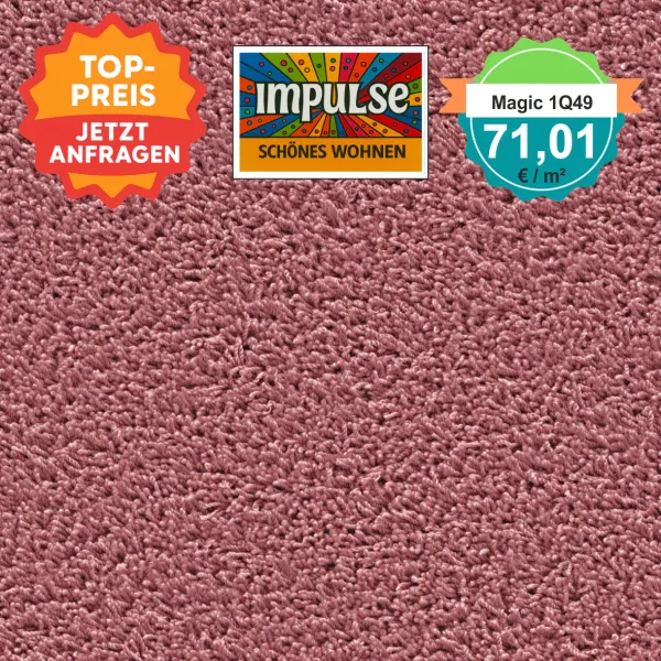 Top view of a square carpet pattern in fraise red