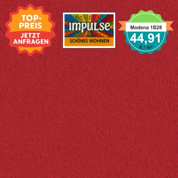Vorwerk Teppichboden Modena 1B28 rot – hochwertiger Velours in kräftigem Rot, Meterware in 4 oder 5 m Breite