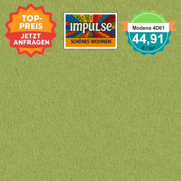 Vorwerk Teppichboden Modena 4D61 grün – hochwertiger Velours in sattem Grün, Meterware in 4 oder 5 m Breite