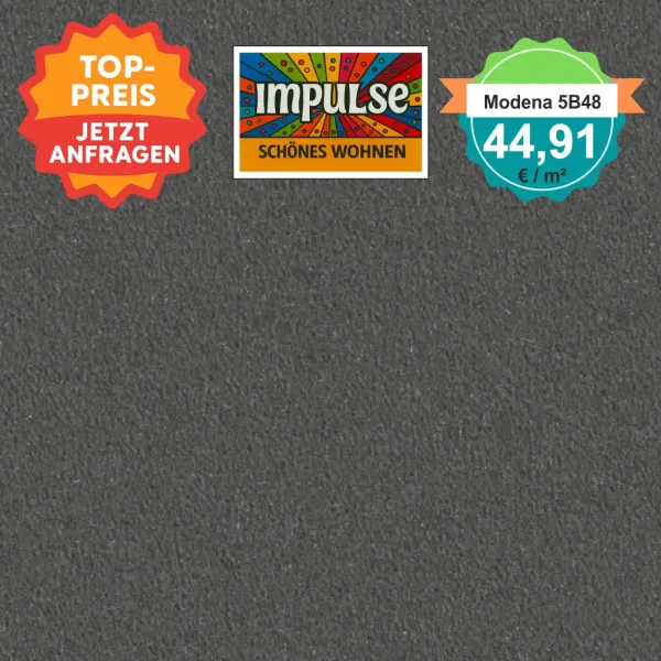 Vorwerk Teppichboden Modena 5B48 dunkelgrau – hochwertiger Velours in elegantem Dunkelgrau, Meterware in 4 oder 5 m Breite